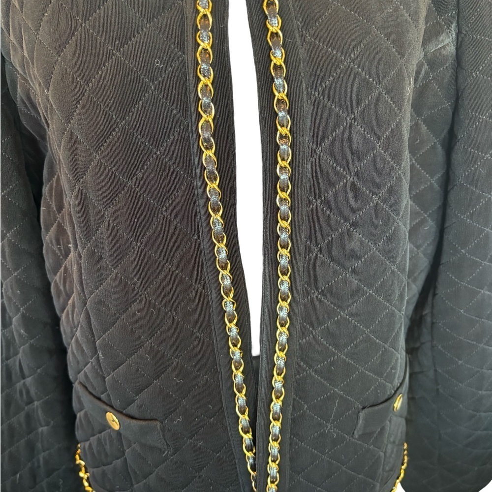 Travelers By Chico’s Quilted Jacket. Gold Chain Trim Interwoven W/Leather Size L - Picture 4 of 6